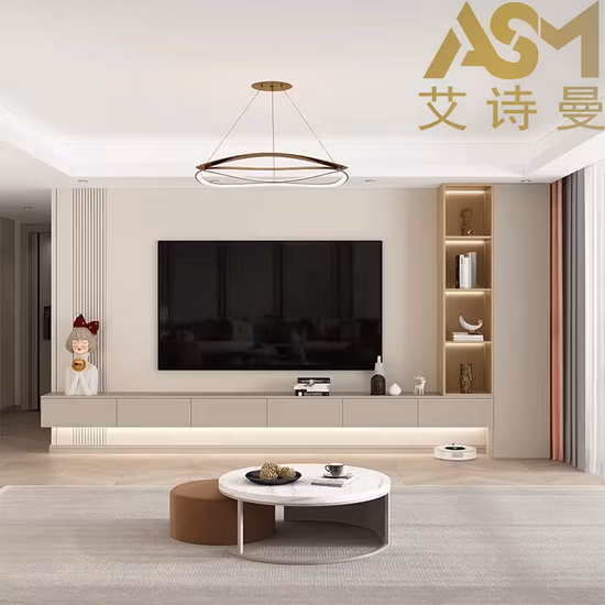 シンプルな木製テレビスタンド、暖炉と 2 つのドア付き